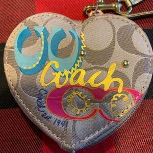 Coach Signature Heart Shaped Coin Purse/Key Holder